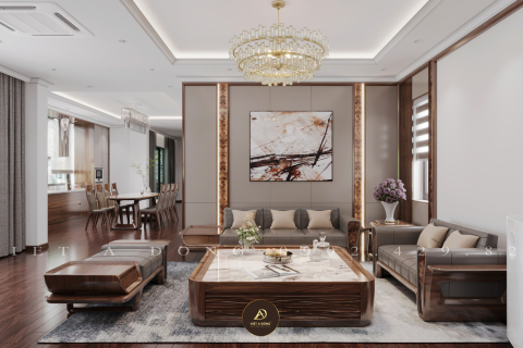  Thi công nội thất biệt thự gỗ óc chó tại Đông Anh 